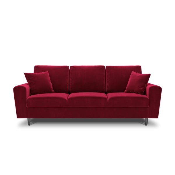 Crvena baršunasti sklopiva/s prostorom za odlaganje sofa 235 cm Kyoto – Cosmopolitan Design
