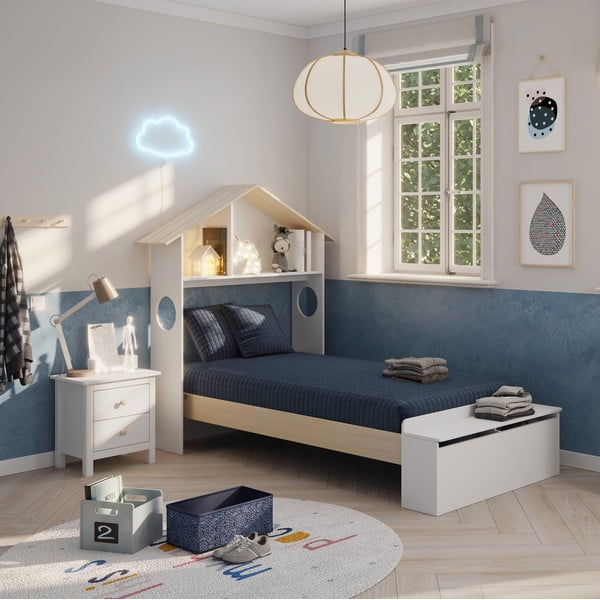 Bijeli dječji noćni ormarić od masivnog bora Max – Marckeric-image-1