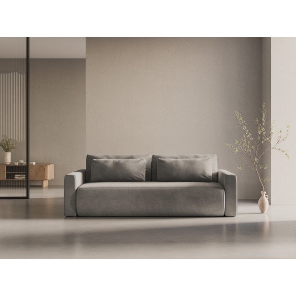 Svijetlo siva baršunasti sklopiva/s prostorom za odlaganje sofa 238 cm Belfast – Cosmopolitan Design-image-1
