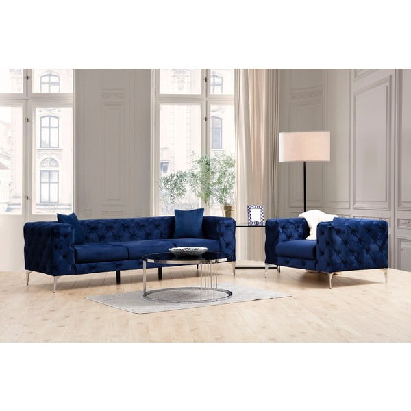 Tamno plava baršunasti sofa 237 cm Como – Artie-image-4