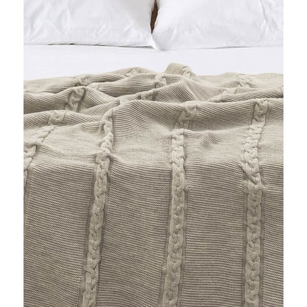 Bež pamučni prekrivač za krevet za jednu osobu 150x200 cm Trenza - Oyo Concept