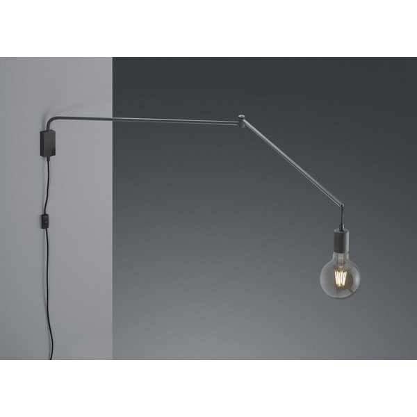 Mat crna zidna lampa sa savitljivom konstrukcijom s utikačem Line – Trio-image-2