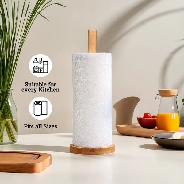 Drveni stalak za papirnate ručnike u prirodnoj boji ø 12 cm Soka – Premier Housewares-image-1