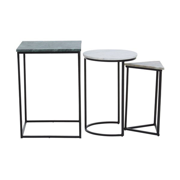 Pomoćni stolići u setu 3 kom s mramornom pločom 40x40 cm Mandoli – Premier Housewares