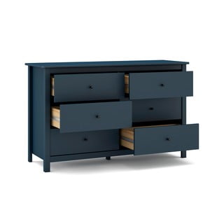 Tamnoplava niska komoda od borovine 130x80 cm Misti - Marckeric