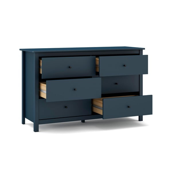 Tamnoplava niska komoda od borovine 130x80 cm Misti - Marckeric-image-1