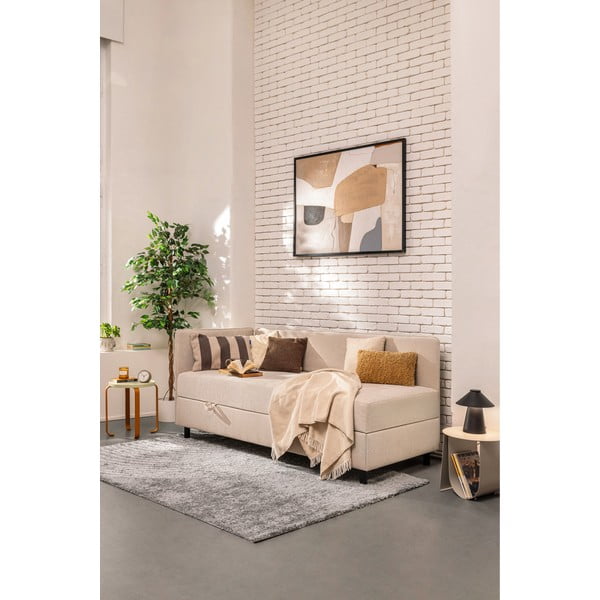 Bež tapecirani krevet s prostorom za odlaganje s madracem 120x200 cm Avela – Bonami Selection-image-1