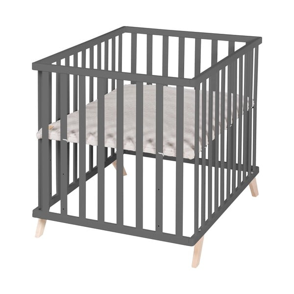 Tamno sivi putni krevetić od masivne bukve 75x100 cm Lil Planet – Roba-image-2