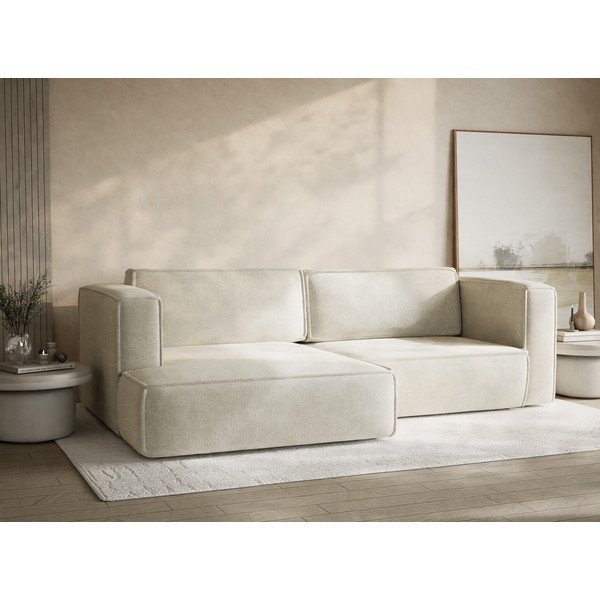 Krem sklopiva/s prostorom za odlaganje kutna garnitura od šenila (s lijevim kutom/s ležaljkom) Velto – Maison de Rêve-image-4