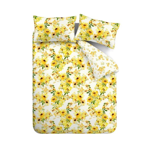 Žuta  posteljina za krevet za jednu osobu 135x200 cm Sunflowers – Catherine Lansfield