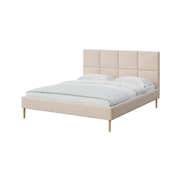 Krem tapecirani bračni krevet s podnicom 140x200 cm Alano – MESONICA