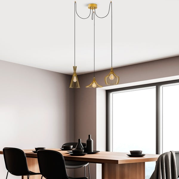 Viseća svjetiljka u zlatnoj boji s metalnim sjenilom Mezopotamya – Opviq lights-image-3