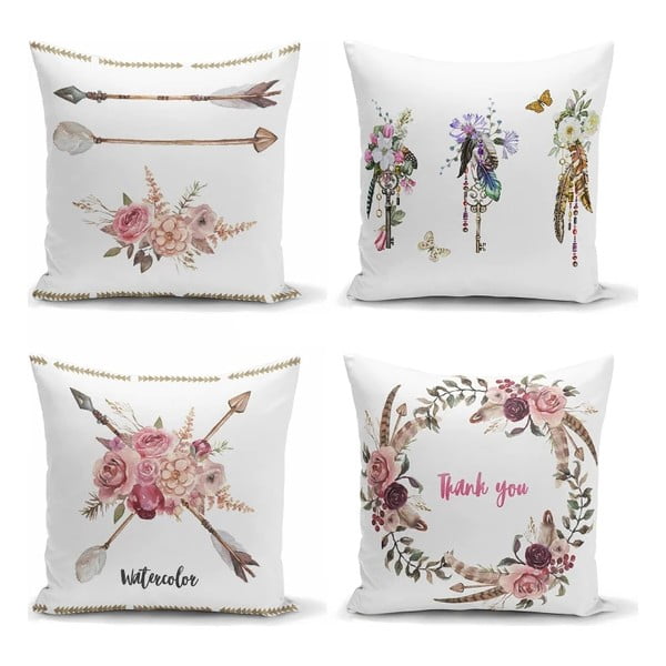 Set od 4 ukrasne jastučnice Minimalist Cushion Covers Flower Key, 45 x 45 cm