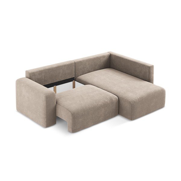 Bež sklopiva/s prostorom za odlaganje kutna garnitura od šenila (s desnim kutom/u obliku slova L) Kona – Makamii-image-4