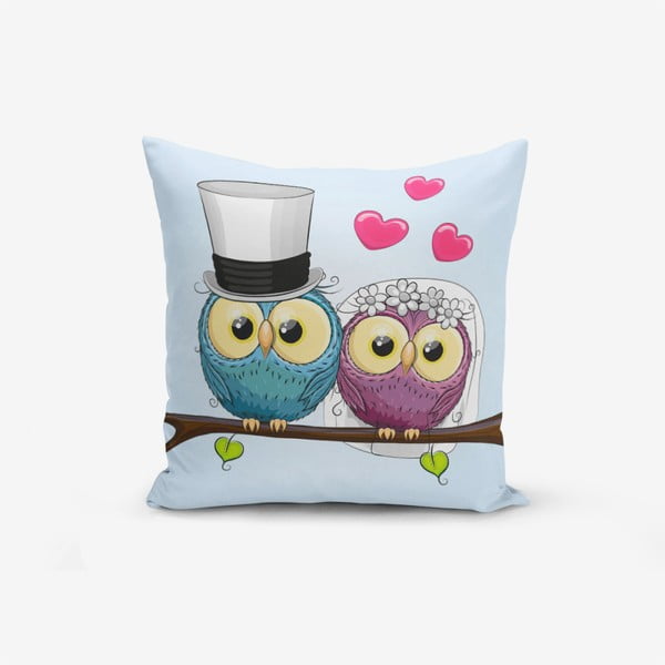 Jastučnica s primjesom pamuka Minimalist Cushion Covers Fall In Love Owls, 45 x 45 cm