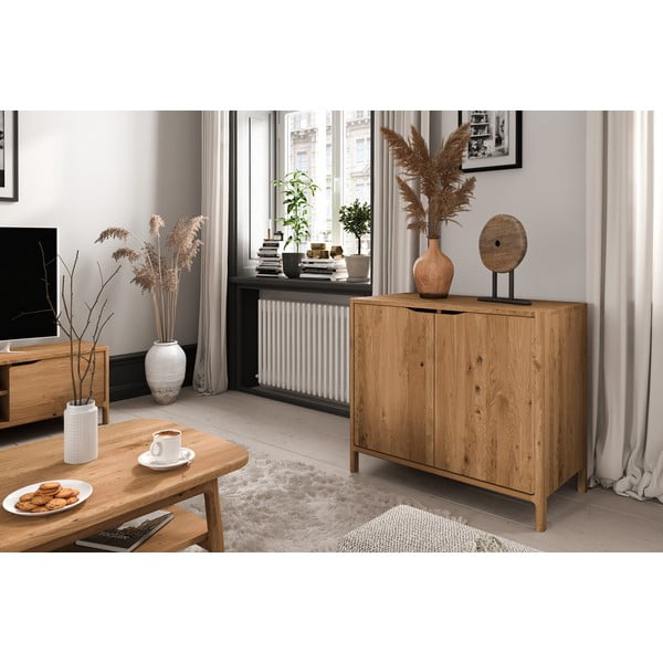 Ormarić od punog hrasta u prirodnoj boji 95x80 cm Twig – The Beds-image-1