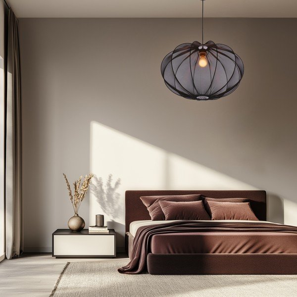 Crna viseća svjetiljka s tekstilnim sjenilom ø 60 cm Mellow – Candellux Lighting-image-2