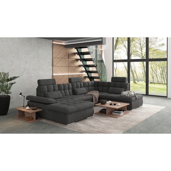 Antracitno siva sklopiva/s prostorom za odlaganje kutna garnitura (s desnim kutom/u obliku slova "U") Merkur – Ropez-image-3