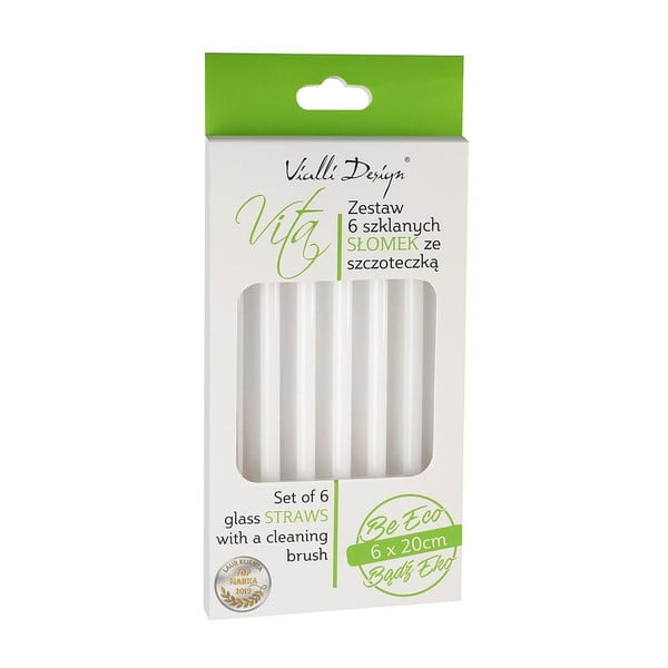 Set od 6 bijelih staklenih slamki Vialli Design, dužina 20 cm-image-2