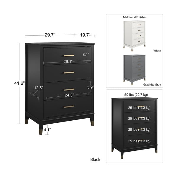 Crna komoda CosmoLiving by Cosmopolitan Westerleigh, 75 x 106 cm-image-4