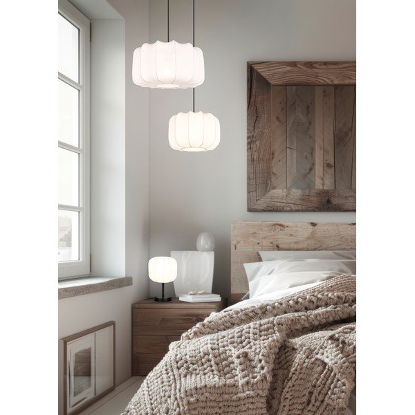 Bijela metalna viseća svjetiljka s tekstilnim sjenilom ø 25 cm Madleine – Reality-image-1