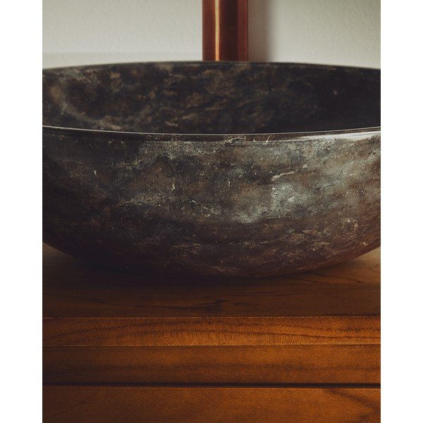 Sivi kameni okrugao umivaonik ø 40 cm Darnen – Kave Home-image-2