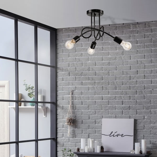 Crna stropna svjetiljka bez sjenila 36x36 cm Camilla – LAMKUR-image-1