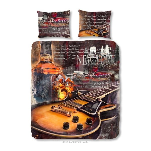 Pamučna posteljina za bračni krevet Dobro jutro gitara, 240 x 200 cm