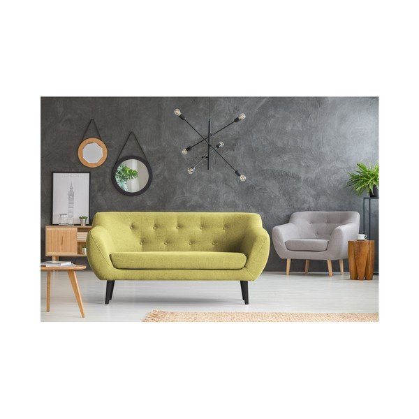 Žuti dvosjed sa smeđim nogama Mazzini Sofas Pijemont-image-4
