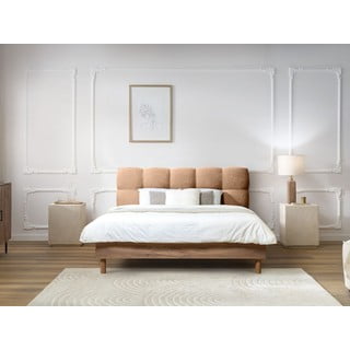 Svijetlo ružičasti tapecirani bračni krevet s podnicom 180x200 cm Kumo – Bobochic Paris