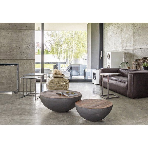 Sivi/u prirodnoj boji metalni okrugao stolić za kavu ø 70 cm Lancaster – Bizzotto-image-1