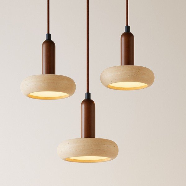 Smeđa/bež LED viseća svjetiljka s kamenim sjenilom ø 15 cm Karo – Opviq lights-image-2