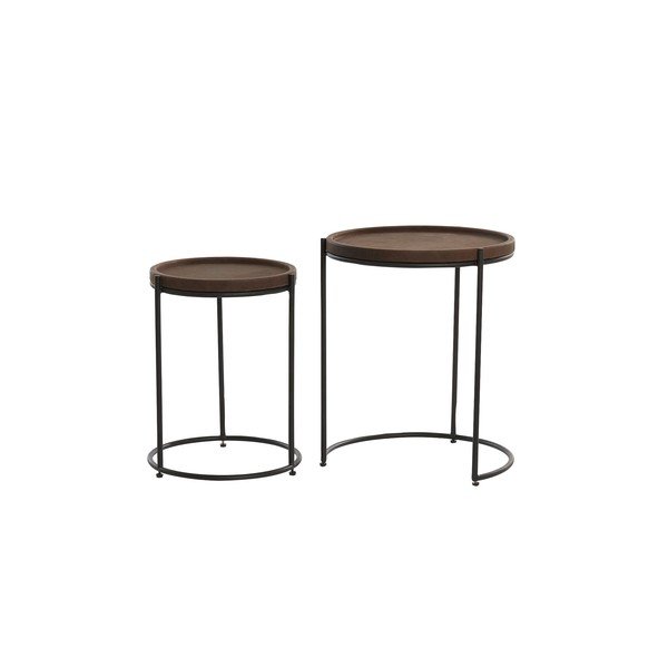 Kožni okrugli pomoćni stolići u setu od 2 kom ø 53 cm Jairo - Light & Living-image-3