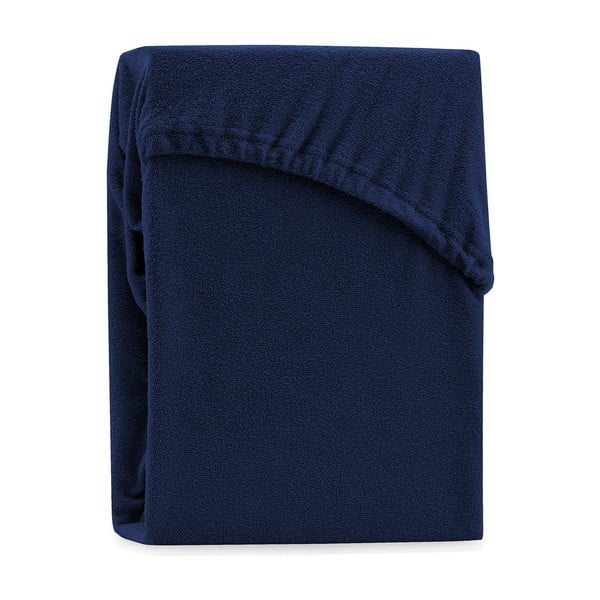 Mornarskoplava plahta s gumicom s visokim udjelom pamuka AmeliaHome Ruby, 80/90 x 200 cm-image-2