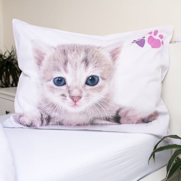 Bijela pamučna dječja posteljina za krevet za jednu osobu 140x200 cm Kitten "Colour" – Jerry Fabrics-image-3