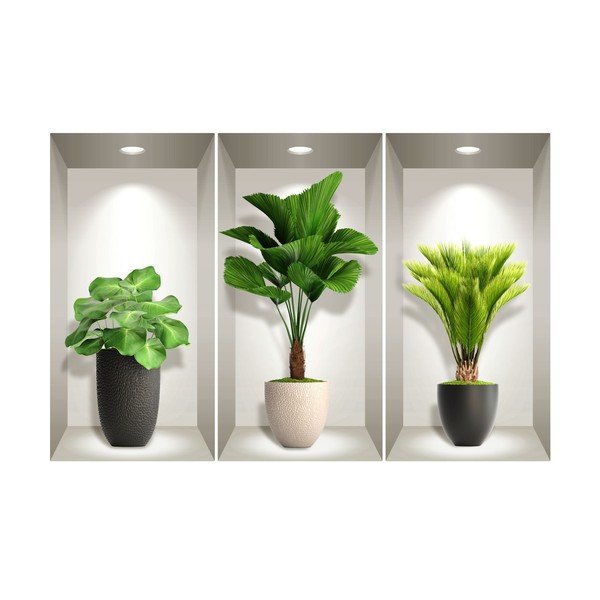 Set od 3 zidne 3D samoljepljive naljepnice Ambiance Tropical Plants-image-2