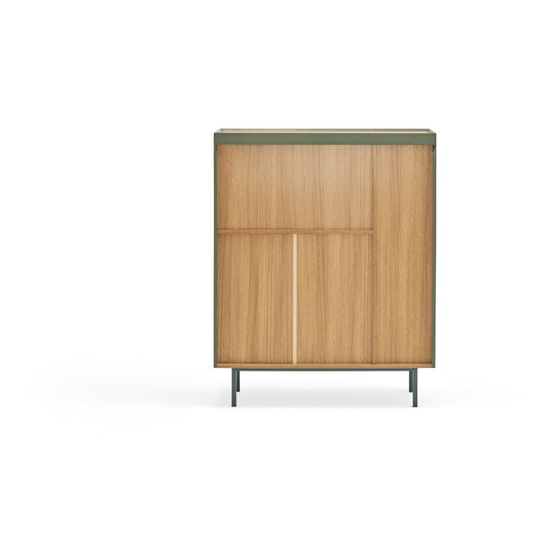 Zelena visoka komoda u dekoru hrasta 95x120 cm Arista – Teulat-image-4