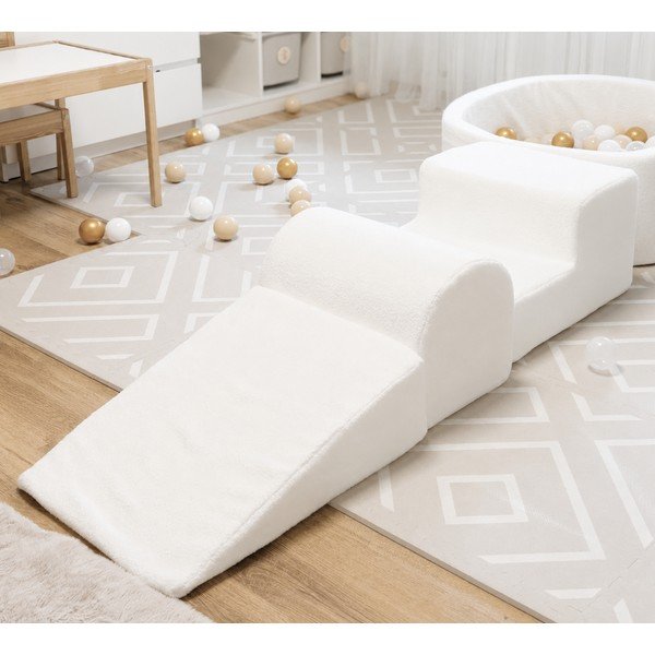 Bijeli set mekanih igrački od pjene 3 kom od boucle tkanine visina 30 cm 45x143 cm – Meowbaby-image-1
