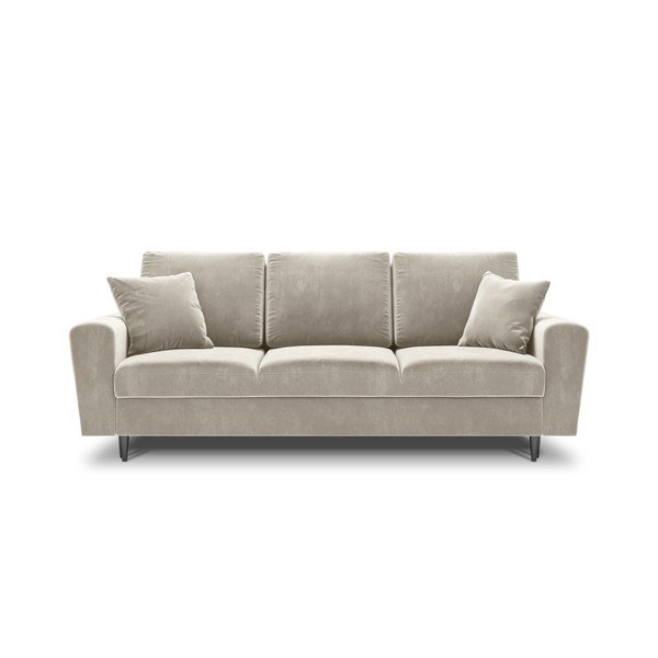 Bež baršunasti sklopiva/s prostorom za odlaganje sofa 235 cm Kyoto – Cosmopolitan Design