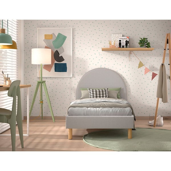 Sivi tapecirani krevet s podnicom 90x200 cm MOON – Vipack-image-3