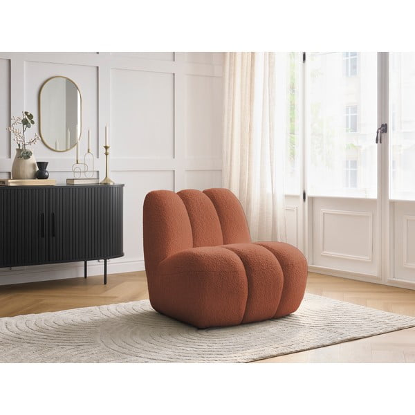 Ciglasta fotelja od bouclé tkanine Janissaire – Bobochic Paris-image-1