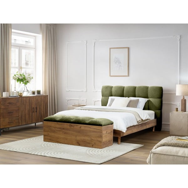 Zeleni tapecirani bračni krevet s podnicom 160x200 cm Kumo – Bobochic Paris-image-4