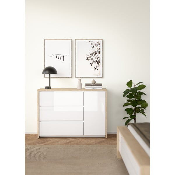 Bijela/u prirodnoj boji komoda u dekoru hrasta 119x84x48 cm Next – Tvilum-image-1