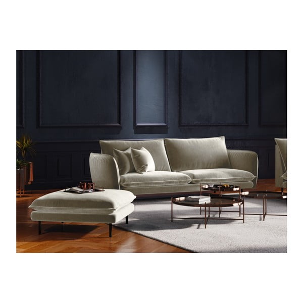 Bež baršunasti tabure Cosmopolitan Design Vienna, 100 x 80 cm-image-3