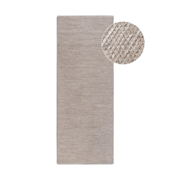 Bež ručno rađena staza od mješavine vune 80x200 cm Pradesh Linen White – Elle Decoration