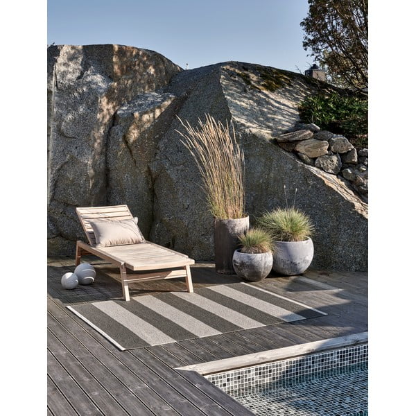 Antracitno siva/krem unutarnja i vanjska staza 70x150 cm Bob Charcoal Linen – Pappelina-image-1