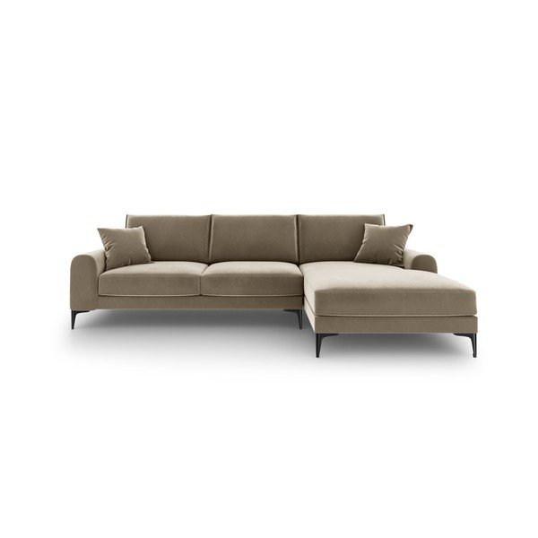 Bež baršunasta kutna garnitura Mazzini Sofas Madara, desni kut-image-2