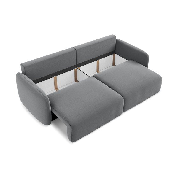 Siva baršunasti sklopiva/s prostorom za odlaganje sofa 238 cm Kalena – Makamii-image-4
