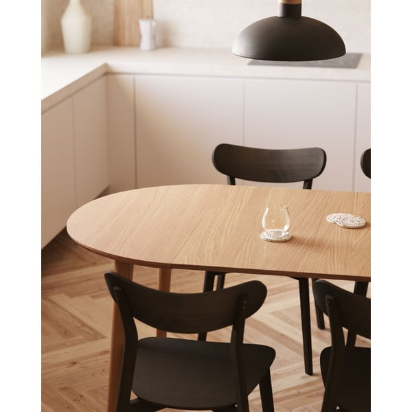 Okrugli proširiv blagovaonski stol u dekoru hrasta u prirodnoj boji ø 90 cm Oqui – Kave Home-image-3