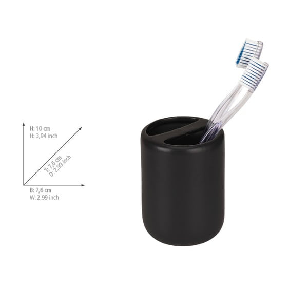 Mat crna keramička čaša za četkice za zube Olinda – Allstar-image-4